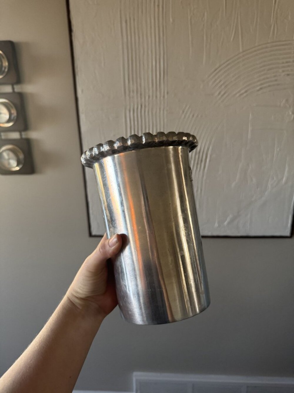 Vintage Silver Wine Chiller - Scalloped Beaded Rim - Elegant Barware Bottle Cool